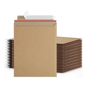 50 Pack 11 X 13.5 Inch Kraft No-Bend Tab Lock Mailers - Rigid Flat Photo Document Envelopes