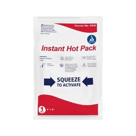 Dynarex Instant Hot Pack Pain Relief Therapy, 5" x 9" Single Use (1 Count) - MS-80380-DY