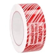 MMBM White/Red Security Tape Caution Printed, 1.88" x 110 Yards, 1.9 Mil, Tamper-Evident Seal, 36 Rolls
