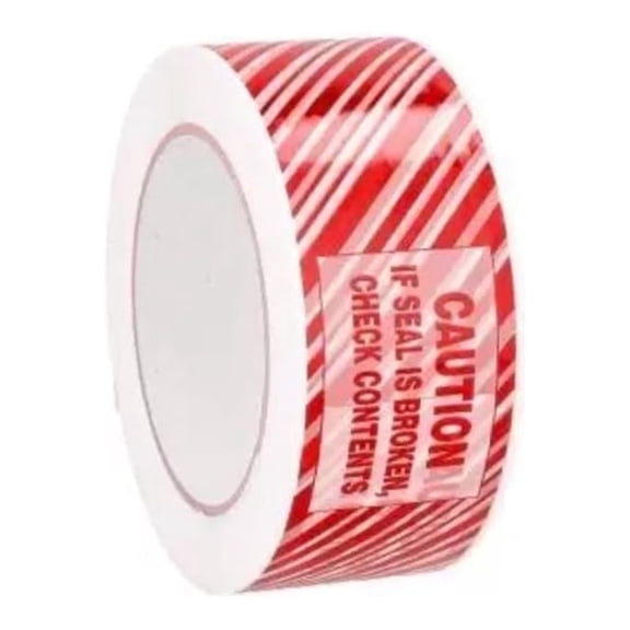 MMBM White/Red Security Tape Caution Printed, 2" x 110 Yards, 1.9 Mil, Tamper-Evident Seal, 36 Rolls