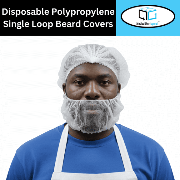 MMBM White 18" Disposable Polypropylene Beard Covers, Single-Loop, 10 GSM - 1000 Pcs