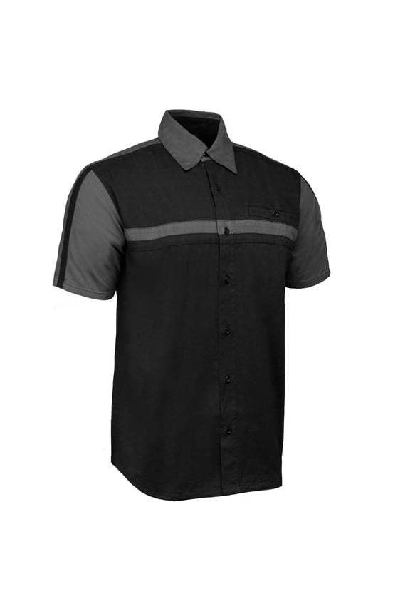MMCC Men's Gear Head Classic Mechanic Button Up Shirt - Dual Chest Pockets - Microfiber Panel - Rider Ready - MMC16011 4X-Large
