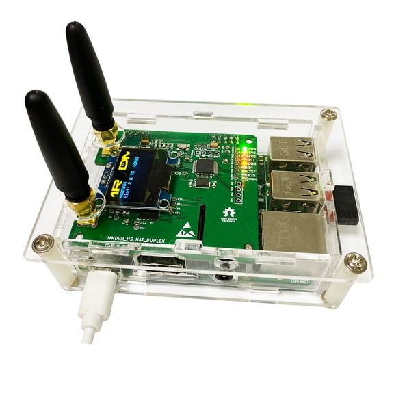 MMDVM Duplex Hotspot V1.5.2 Digital Voice Modem with Raspberry Pi 3B, 0.96 Inch OLED, WiFi Ethernet, 430-450MHz UHF, DMR D-Star P25 YSF NXDN POCSAG