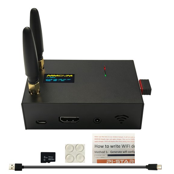 MMDVM Duplex Hotspot V1.5.2 Dual Hat with Module OLED Display WiFi Ethernet Aluminum Case Supports DMR D-Star YSF P25 NXDN, Dual Time Slot for Raspberry Pi