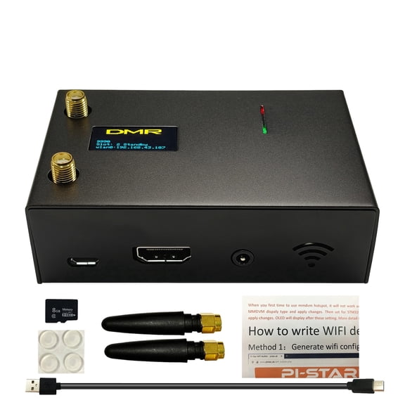 MMDVM Duplex Hotspot V1.5.2 Dual Hat with OLED Display WiFi & Ethernet Aluminum Case Supports DMR D-Star YSF P25 NXDN Dual Time Slot with Raspberry Pi 3b