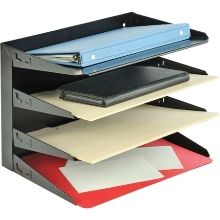 MMF, Horizontal Desk File Trays, 1 Each, Black