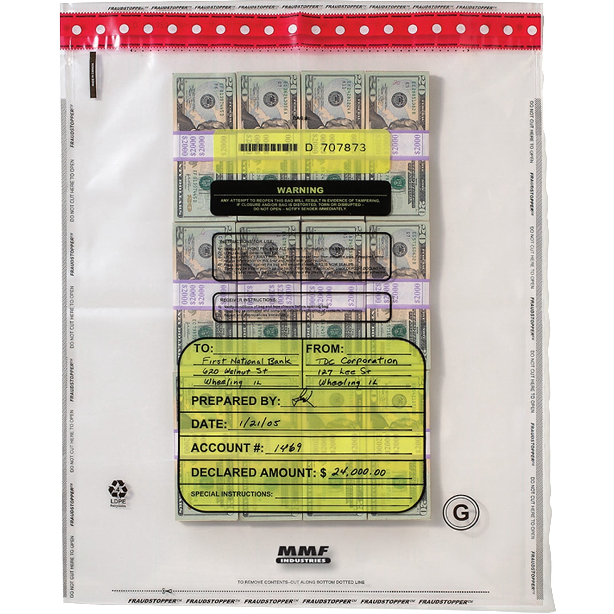 Tamper Evident Security Bags, Clear Poly, 3.5 x 7 in, Packs of 100