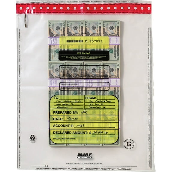 MMF, MMF2362035N20, Tamper Evident Bundle Bags, 100 / Box, Clear