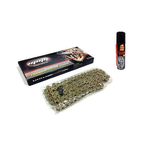 MMG 428H - 120 Links Standard Roller Transmission Chain Motorcycle Scooter ATV 125cc/150cc Includes TOP1 Synthetic Chain Wax