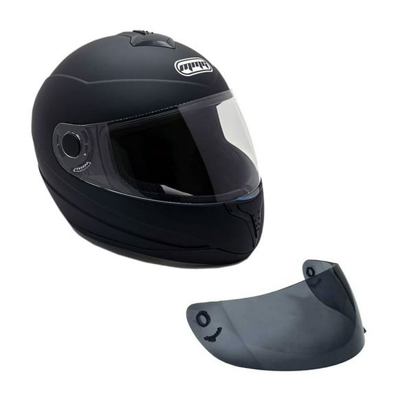MMG Adult Full Face Helmet DOT  Matte Black X-LARGE (with Spare Shield) Model 26