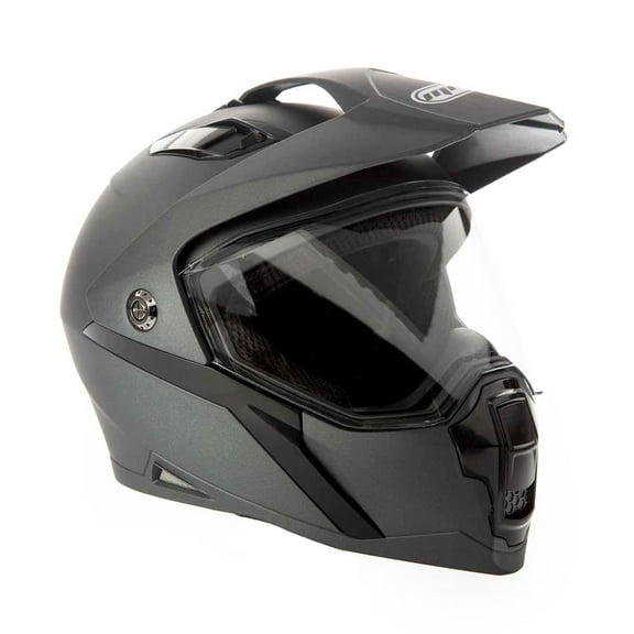 MMG Adult Motorcycle Dual Sport Off-Road Full-Face Helmet DOT - Matte Gray (Large) Model 23
