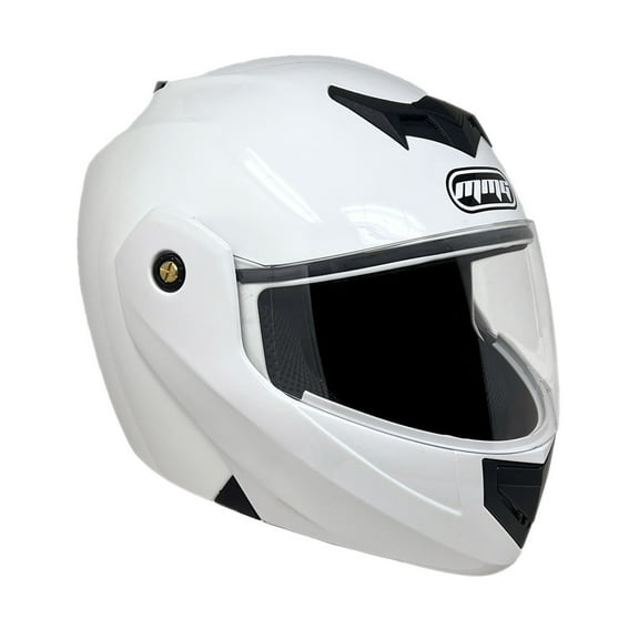 MMG Adult Motorcycle Helmet, Full Face Modular Flip-Up Visor, DOT (Glossy White - XL)
