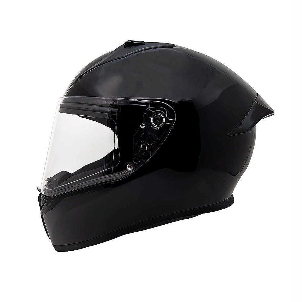 MMG Motorcycle Full Face Helmet DOT - Shiny Black, BOLT M38 (Medium)