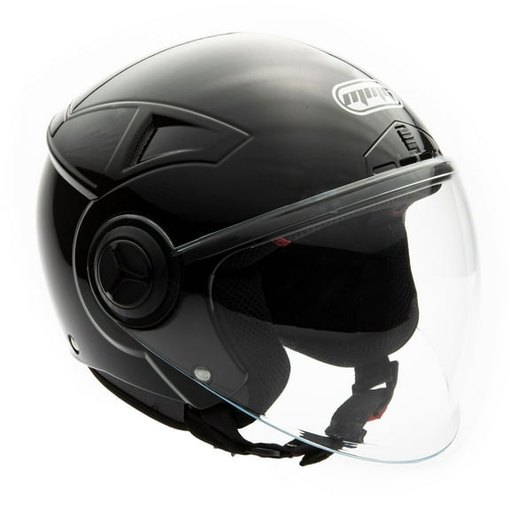MMG Motorcycle Open Face Helmet DOT Flip-Up Visor Gloss Black (Large) Model 28