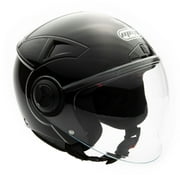 MMG Motorcycle Open Face Helmet DOT Flip-Up Visor Gloss Black Large Model 28