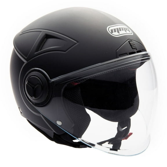 MMG Motorcycle Open Face Helmet DOT Flip-Up Visor Matte Black (Large) Model 28