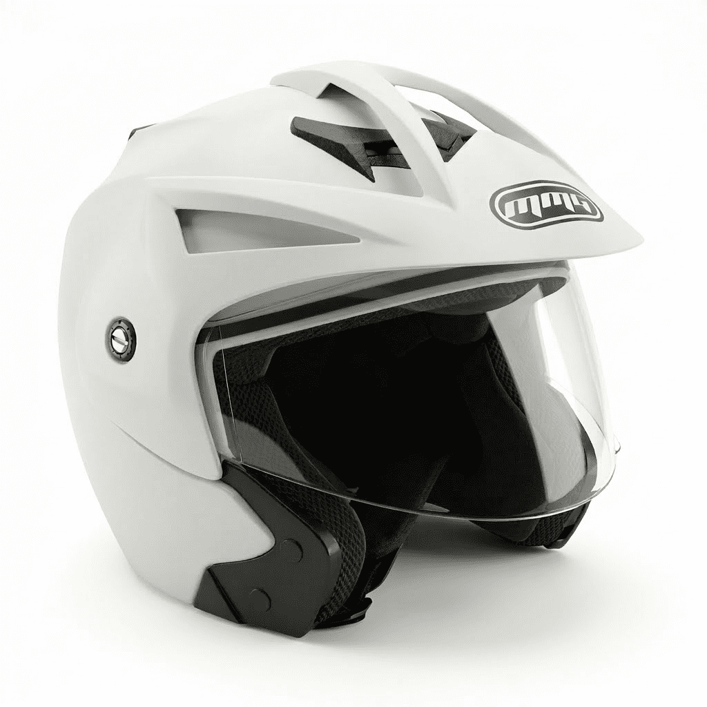 MMG Motorcycle Scooter Street Open Face Helmet DOT - Flip Up Shield - Gloss White (X-Large) Model 20