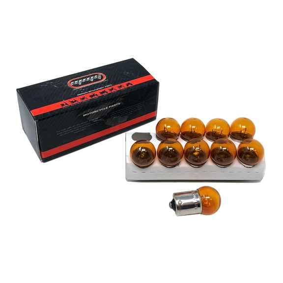MMG Turn Signal Light Bulb 12v 10w Amber Single Contact Base for Chinese Scooters (10 Bulbs per Box)