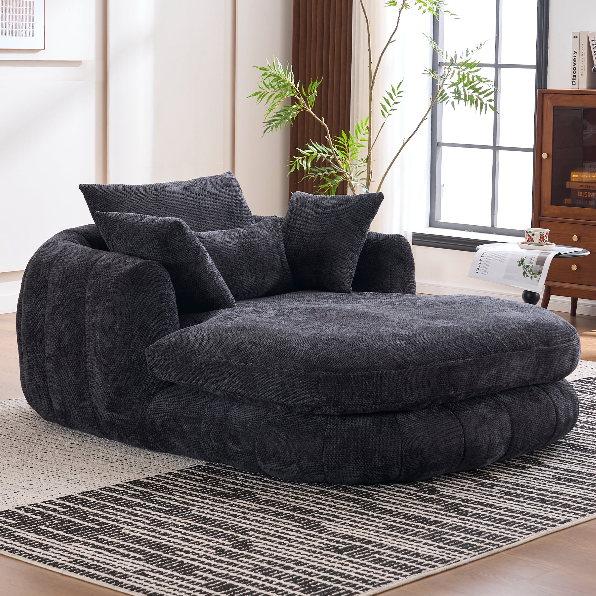 MMGW Oversized Chaise Lounge Chair, Chenille, Deep Seat, Reading Chair