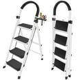 thumbnail image 1 of MMIZTFC Step Ladder 4 Step 330lb Capacity, Steel Folding Portable Step Stool Wide Anti-Slip Household Office Use, 1 of 7