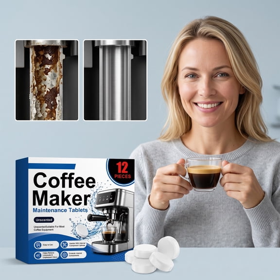 MMJ 12 Pack Coffee Machine Cleaner Tablets Descaling Deodorizing Deep Cleaning Pods Drip Espresso Maker Home Kitchen Maintenance