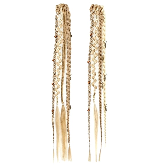 MMJ 16 Inch Bohemian Beaded Clip Braid Synthetic Hair Extension Festival Daily Hairstyle Transformation Clip On Accessory Easy Styling