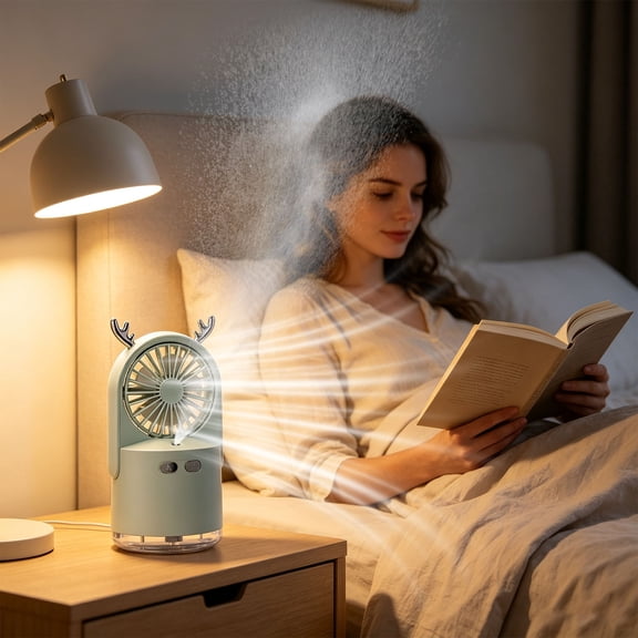 MMJ 2 in 1 Mist Fan Humidifier USB Desktop Portable Brushless Motor Mini Table Air Cooler for Home Bedroom Office