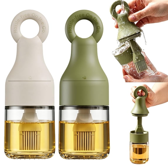 MMJ 2‑in‑1 Oil Dispenser with Brush,150ml Glass Olive Oil Bottle ...