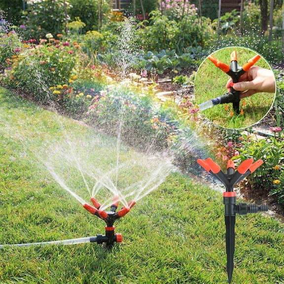 MMJ 360-Degree Rotating Irrigation Sprinkler Automatic Garden Lawn Watering System Adjustable Coverage Outdoor Patio 10.43x5.51in