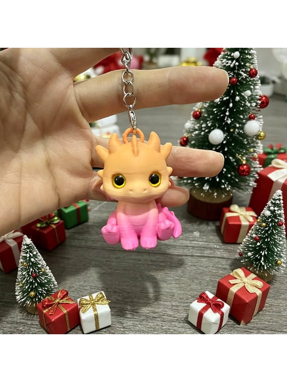 3D Printed Baby Dragon Figurine Keychain Cute Colored Pendant Desk Ornament Gift