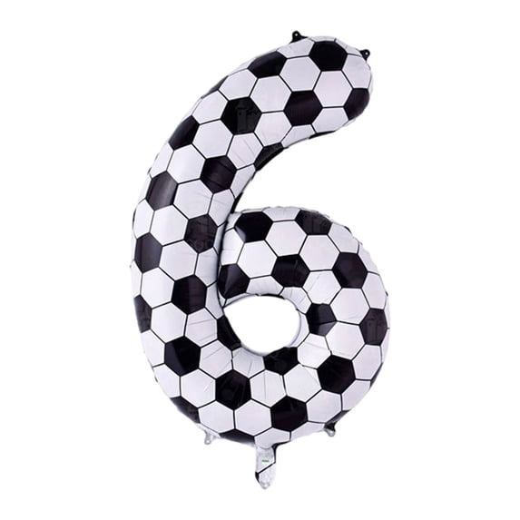 MMJ 40 Inch Soccer Ball Number Foil Balloon 0-9 Large White Sports Helium Air Party Decoration Birthday Backdrop Photo Prop