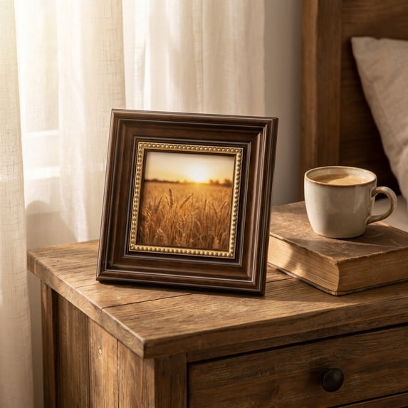 MMJ 4x4in Picture Frame Wooden Storage Display Stand Tabletop Photo Ornament Modern Home Wall Decor 7.08x7.08in