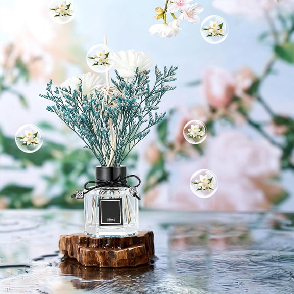 MMJ 50ml Glass Reed Diffuser Long Lasting Home Bathroom Scent Air Freshener Decorative Aroma Gift