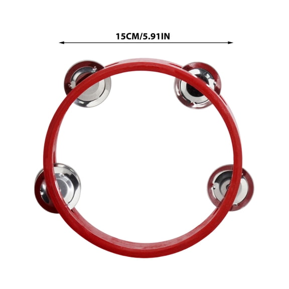 MMJ 6 Inch Tambourine Hand Cranked Wooden Metal Jingle for Party Supplies