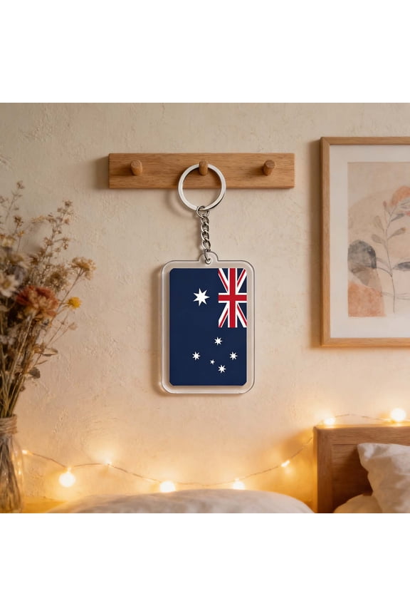 Acrylic Flag Keychain Travel Essentials Double Sided Print Key Ring Set for Bags Travel Gifts