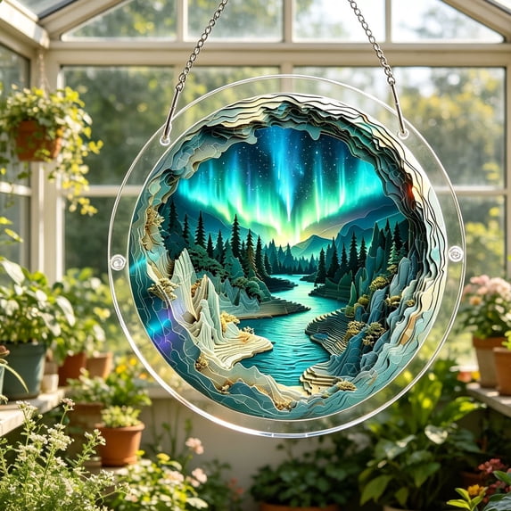 MMJ Acrylic Puzzle Suncatcher 83 Pieces 7.4in Glowing Haven DIY Window Hanging for Home Decor Gift