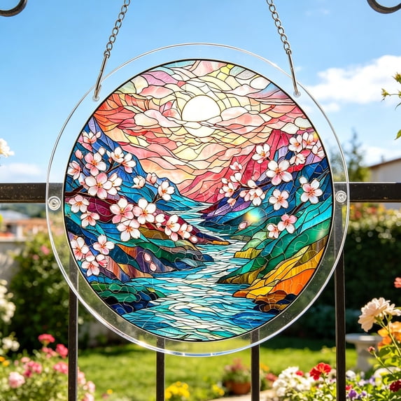 MMJ Acrylic Puzzle Suncatcher 83 Pieces 7.4in Glowing Haven DIY Window Hanging for Home Decor Gift