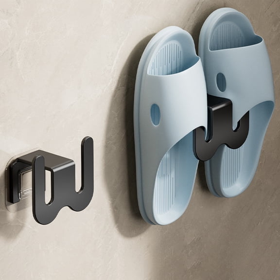 MMJ Adhesive Hook Shoe Rack 2 Pack No Drill Non Marking Aluminum Alloy 3.39x2.99x1.77in for Bathroom Door Closet Gray White Black