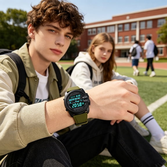 MMJ Alarm Clock Digital Watch Multifunction Shockproof Waterproof Sports Luminous Wristwatch Stopwatch Timer Outdoor Running Hiking Unisex Daily