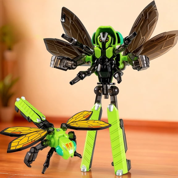 MMJ Alloy Insect Mech Transforming Robot Toy 3 in 1 Dragonfly Cicada Butterfly Deformation Movable Joints Collection for Age 3 to Adult