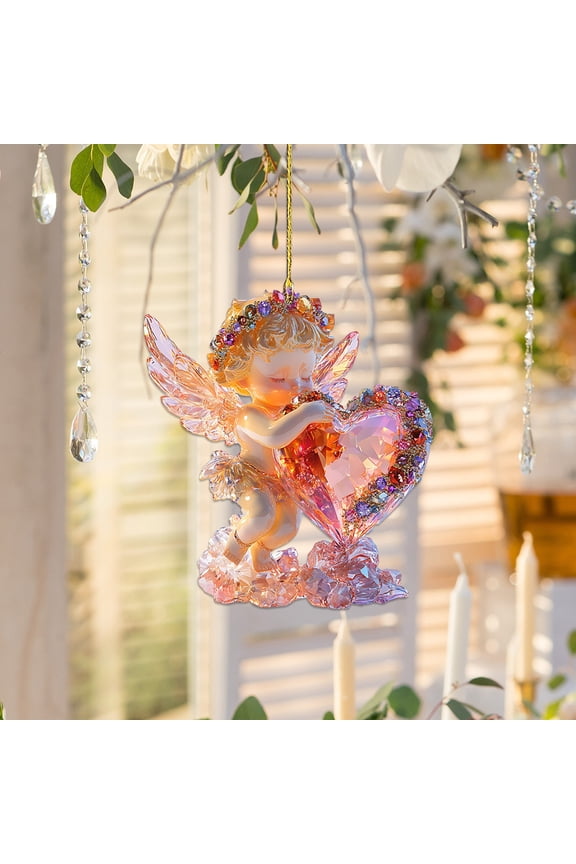 Angel Wing Acrylic Keychain for Car Rearview Mirror or Backpack Ornament Sparkling Crystal Gift
