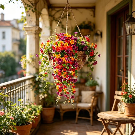 MMJ Artificial Flowers Hanging Vine Outdoor Hibiscus Faux Plant Wedding Porch 13.78x23.62in