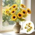 thumbnail image 1 of MMJ Artificial Flowers Sunflower Silk Bouquet Faux Yellow Bloom Stem for Living Room Office Floor Vase Farmhouse Decor, 1 of 6