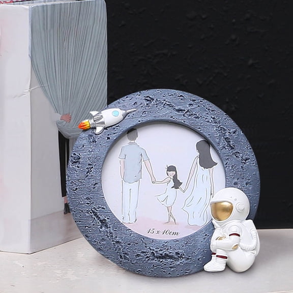 MMJ Astronaut Picture Frame 4 Inch Tabletop Photo Display with Figurine Model Decorative Desktop Gift Wall Decor