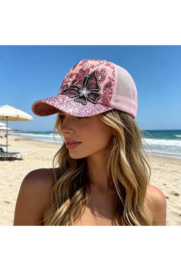 Baseball Cap for Women Summer Adjustable Sun Protection Breathable Mesh Back Outdoor Hat 7.08x4.33in