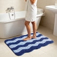 thumbnail image 1 of MMJ Bathroom Rugs Wave Pattern Bath Mat 15.7x23.6in Soft Absorbent Non Slip Shower Floor Rug, 1 of 7