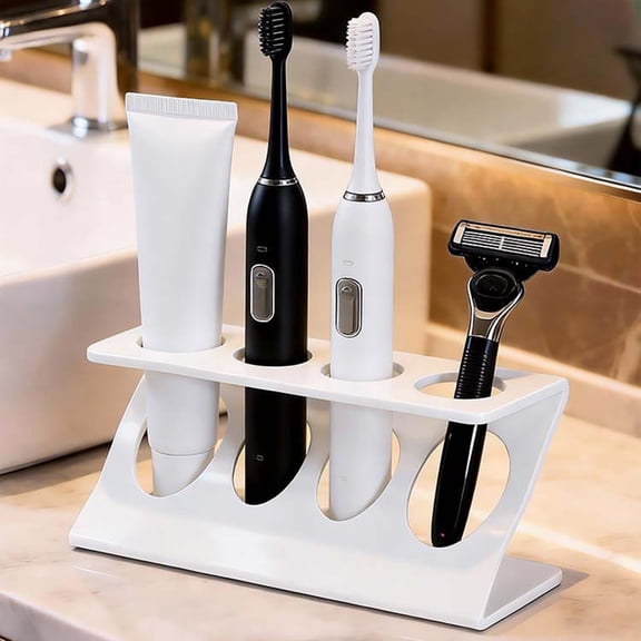 MMJ Bathroom Storage Rack Toothbrush Holder Razor Toothpaste Organizer Plastic Countertop Washbasin Tray Caddy