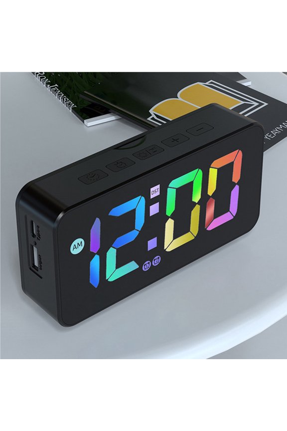 Book Shaped LED Digital Alarm Clock with Gradient Night Light Voice Activated Bedside USB Rechargeable Silent