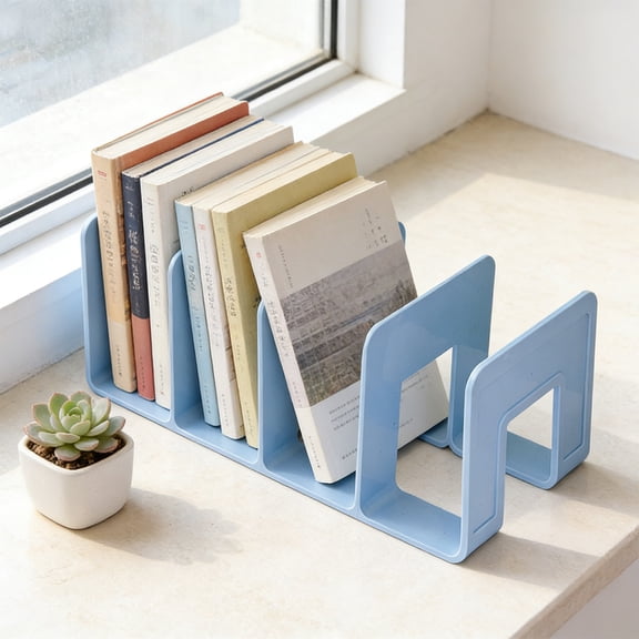 MMJ Book Stand 4 Slot Desktop Organizer Plastic Adjustable Shelf 10.24x4.72x4.13in Office Study Library