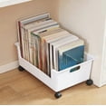 thumbnail image 1 of MMJ Book Storage Bin with Wheels Plastic Rolling Organizer Box Underbed Stackable Home Classroom 14.96x11.22x5.91in, 1 of 6